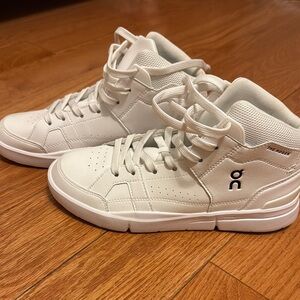 On Running White High-Top Sneakers with Leather Upper